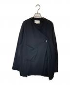 ENFOLDエンフォルド）の古着「PEダブルクロス ラウンドフレアカーデ 300FA130-1600」｜ブラック