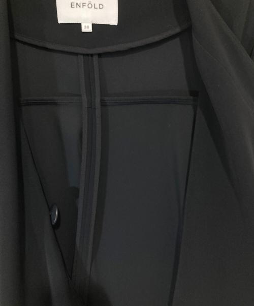 ENFOLD（エンフォルド）ENFOLD (エンフォルド) PEダブルクロス ラウンドフレアカーデ 300FA130-1600 ブラック サイズ:38の古着・服飾アイテム