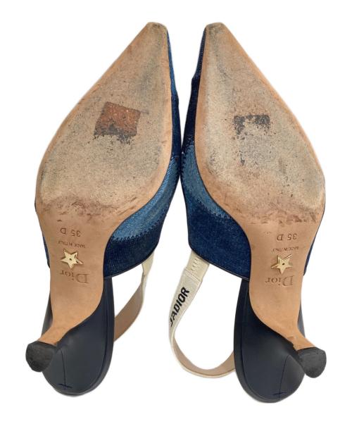Christian Dior（クリスチャン ディオール）Christian Dior (クリスチャン ディオール) デニム パッチワーク スリングバック パンプス ブルー サイズ:35の古着・服飾アイテム