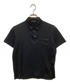 PRADA ブラック ポロシャツ ジッパー付き 中古・古着通販】PRADA (プラダ) ラバーロゴポロシャツ SJJ887 半袖