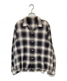 NUMBER (N)INE（ナンバーナイン）の古着「09SS open collar check shirt（オープンカラー オンブレチェックシャツ） NNS-S902」｜ブラウン