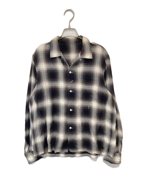 NUMBER (N)INE（ナンバーナイン）NUMBER (N)INE (ナンバーナイン) 09SS open collar check shirt（オープンカラー オンブレチェックシャツ） NNS-S902 ブラウン サイズ:3の古着・服飾アイテム