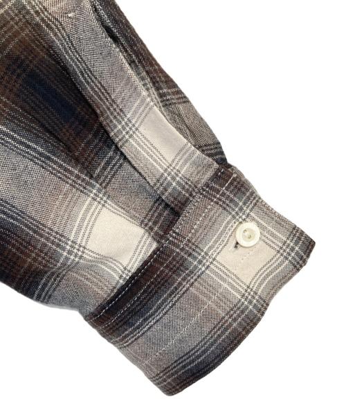 NUMBER (N)INE（ナンバーナイン）NUMBER (N)INE (ナンバーナイン) 09SS open collar check shirt（オープンカラー オンブレチェックシャツ） NNS-S902 ブラウン サイズ:3の古着・服飾アイテム