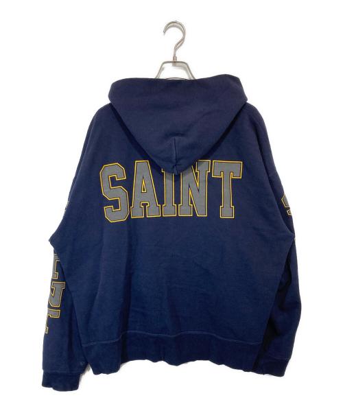 SAINT MICHAEL（セントマイケル）SAINT MICHAEL (セントマイケル) HOODIE SAINT　プリントパ―カー　SM-HR1-0000-055 ネイビー サイズ:XLの古着・服飾アイテム