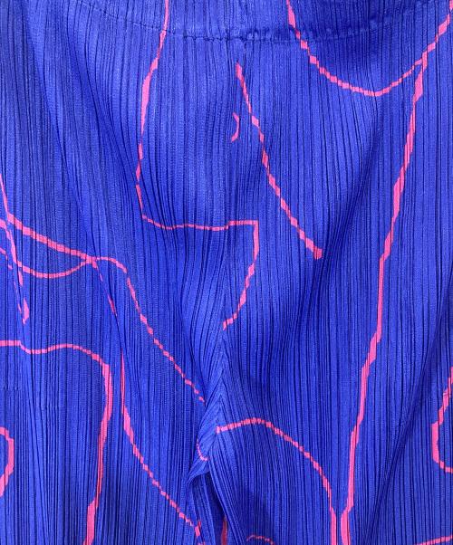 PLEATS PLEASE（プリーツプリーズ）PLEATS PLEASE (プリーツプリーズ) PAUSEプリーツ総柄パンツ　PP53JF693 ブルー サイズ:5の古着・服飾アイテム