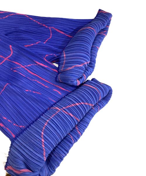 PLEATS PLEASE（プリーツプリーズ）PLEATS PLEASE (プリーツプリーズ) PAUSEプリーツ総柄パンツ　PP53JF693 ブルー サイズ:5の古着・服飾アイテム