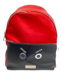 FENDI（フェンディ）の古着「ノーワーズ フェイス  ナイロン×レザー バックパック」｜レッド