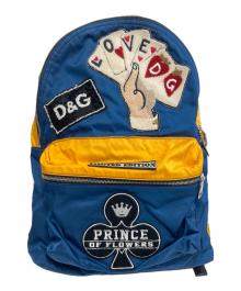 DOLCE & GABBANA（ドルチェ＆ガッバーナ）の古着「ワッペン スパンコール ナイロンデイパック」｜ネイビー×イエロー