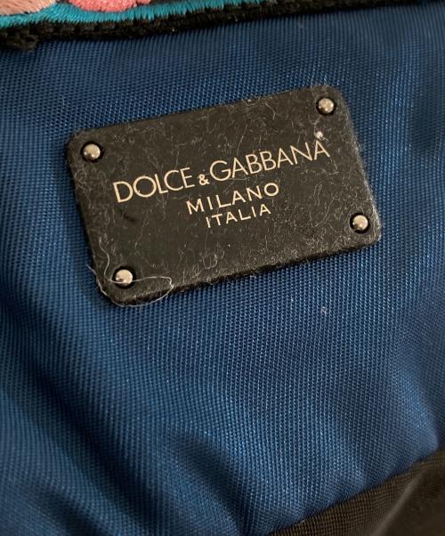 DOLCE & GABBANA（ドルチェ＆ガッバーナ）DOLCE & GABBANA (ドルチェ＆ガッバーナ) ワッペン スパンコール ナイロンデイパック ネイビー×イエローの古着・服飾アイテム