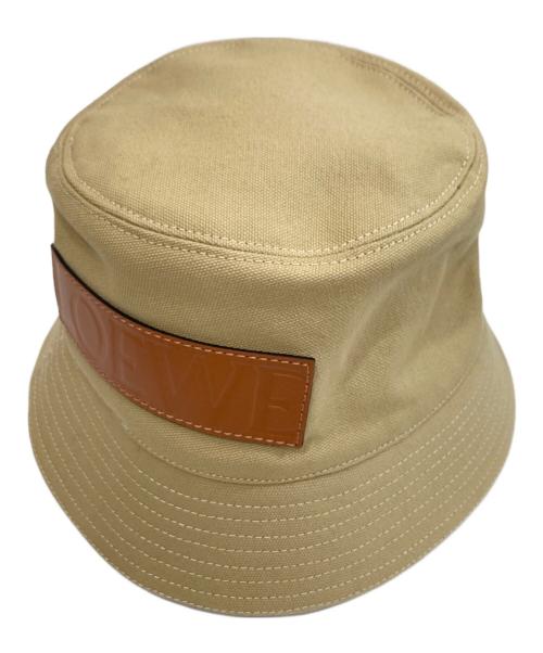 LOEWE（ロエベ）LOEWE (ロエベ) レザーロゴパッチ キャンバス バケットハット　K820HB1X19 ベージュ サイズ:57の古着・服飾アイテム