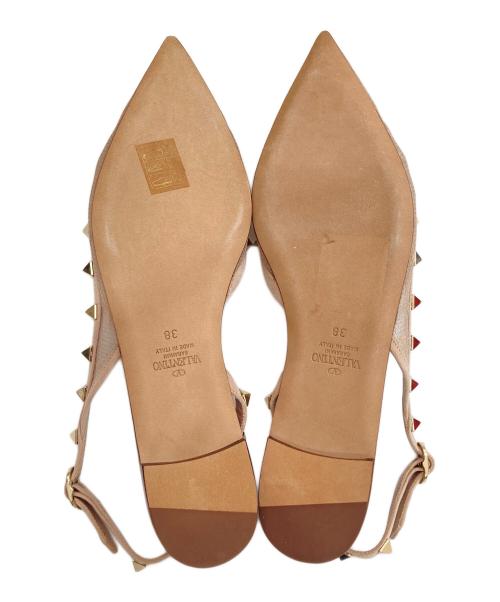 VALENTINO（ヴァレンティノ）VALENTINO (ヴァレンティノ) ロックスタッズメッシュフラット パンプス　STUDS　FLAT SHOES　TW2S0H13YKV ピンク サイズ:38の古着・服飾アイテム