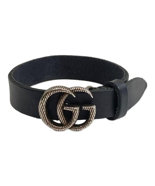 GUCCI（グッチ）GUCCI (グッチ) ダブルGエングレービング レザー ブレスレット ブラックの古着・服飾アイテム