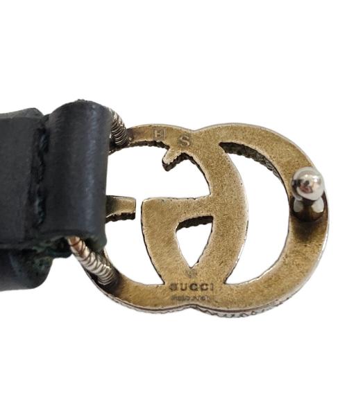 GUCCI（グッチ）GUCCI (グッチ) ダブルGエングレービング レザー ブレスレット ブラックの古着・服飾アイテム