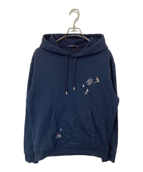 LOUIS VUITTON（ルイ ヴィトン）LOUIS VUITTON (ルイ ヴィトン) エンブロイダリー シグネチャー フーディ　1AHW70 ネイビー サイズ:Lの古着・服飾アイテム