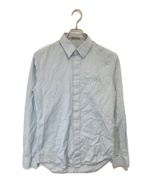 Christian Dior（クリスチャン ディオール）Christian Dior (クリスチャン ディオール) Raymond Pettibon (レイモンド・ペティボン) ストライプシャツ　943C596A4671 ブルー サイズ:37の古着・服飾アイテム