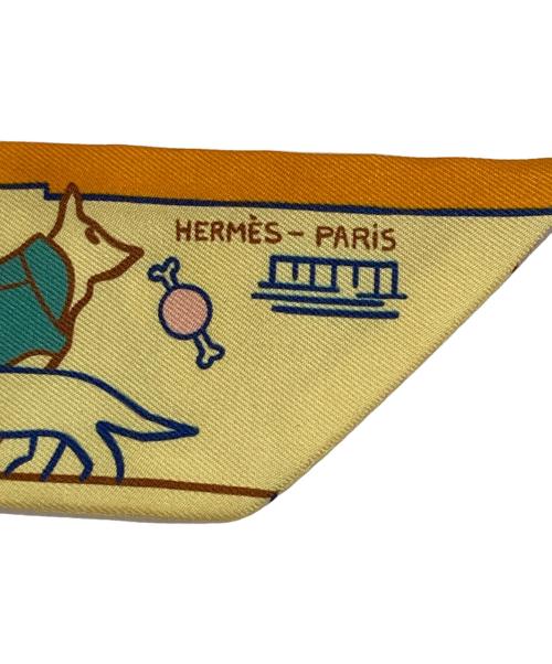 HERMES（エルメス）HERMES (エルメス) パリジャンの犬 スカーフ イエローの古着・服飾アイテム