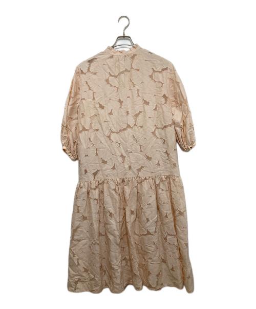 BALLSEY（ボールジィ）BALLSEY (ボールジィ) ブルームカットジャカード フリルネックギャザーワンピース ピンク サイズ:36の古着・服飾アイテム