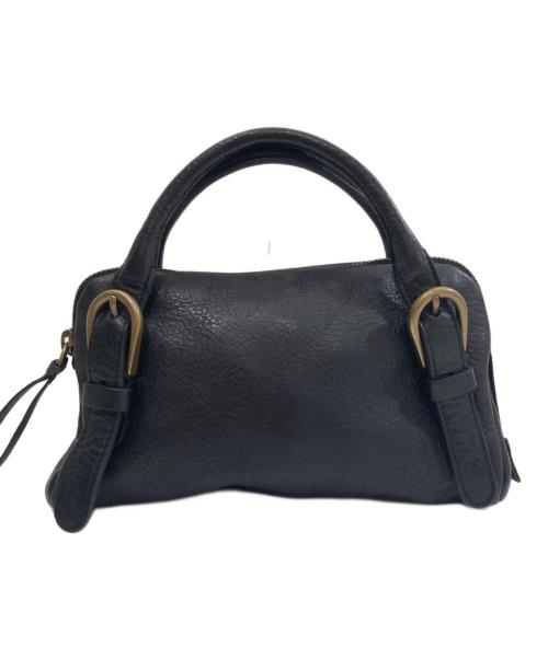 MIU MIU（ミュウミュウ）MIU MIU (ミュウミュウ) ロゴ型押し レザー ミニハンドバッグ　127044V ブラックの古着・服飾アイテム