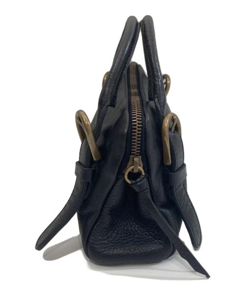 MIU MIU（ミュウミュウ）MIU MIU (ミュウミュウ) ロゴ型押し レザー ミニハンドバッグ　127044V ブラックの古着・服飾アイテム