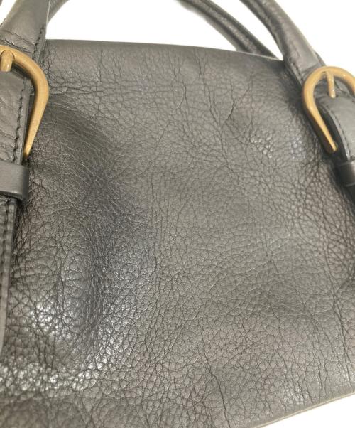 MIU MIU（ミュウミュウ）MIU MIU (ミュウミュウ) ロゴ型押し レザー ミニハンドバッグ　127044V ブラックの古着・服飾アイテム