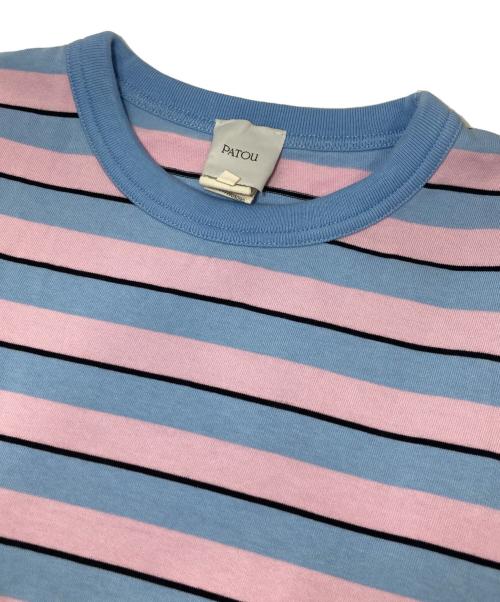 patou（パトゥ）patou (パトゥ) MOOMIN (ムーミン) Moomin Stripes（ムーミン ストライプ） 長袖オーガニックコットン ボーダーTシャツ　25MO-JE209-9990 ブルー サイズ:Lの古着・服飾アイテム