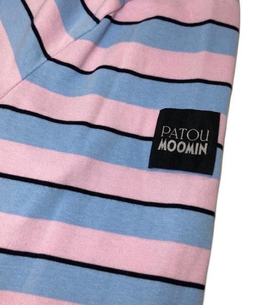 patou（パトゥ）patou (パトゥ) MOOMIN (ムーミン) Moomin Stripes（ムーミン ストライプ） 長袖オーガニックコットン ボーダーTシャツ　25MO-JE209-9990 ブルー サイズ:Lの古着・服飾アイテム