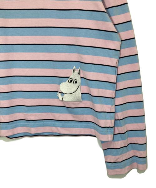 patou（パトゥ）patou (パトゥ) MOOMIN (ムーミン) Moomin Stripes（ムーミン ストライプ） 長袖オーガニックコットン ボーダーTシャツ　25MO-JE209-9990 ブルー サイズ:Lの古着・服飾アイテム