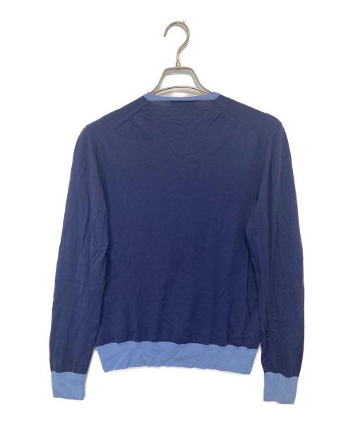 PRADA（プラダ）PRADA (プラダ) ハイゲージ Vネック バージンウールニット　UMM985 1BGW ネイビー サイズ:48の古着・服飾アイテム