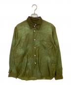 COMME des GARCONS HOMME PLUSコムデギャルソンオムプリュス）の古着「カラー切替サテンブラウス　 25AW」｜カーキ
