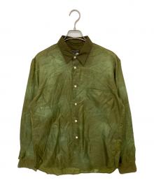 COMME des GARCONS HOMME PLUS（コムデギャルソンオムプリュス）の古着「カラー切替サテンブラウス　 25AW」｜カーキ