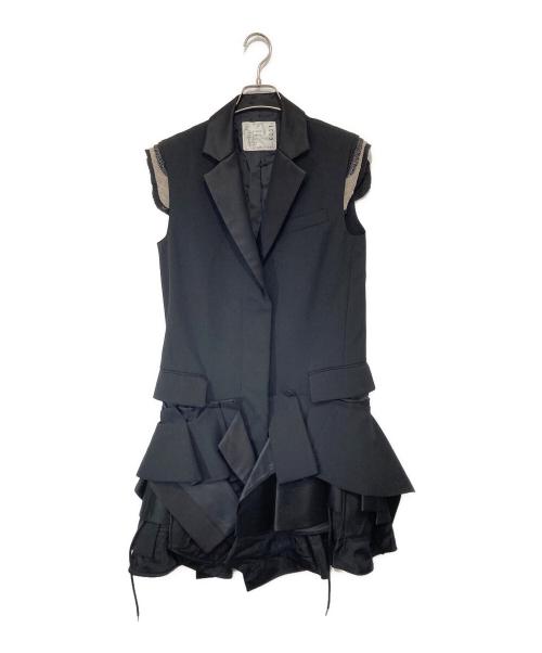 sacai（サカイ）sacai (サカイ) Suiting Mix Dress 再構築ワンピース　スーティングミックスドレス　22-06031 ブラック サイズ:1の古着・服飾アイテム
