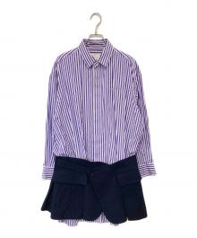 sacai（サカイ）の古着「SHIRT & SKIRT MINI DRESS　シャツアンドスカートミニドレス　23-06773」｜パープル