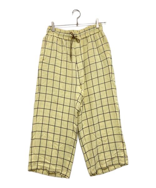ANCELLM（アンセルム）ANCELLM (アンセルム) RAYON CHECK SLACKS イエロー サイズ:1の古着・服飾アイテム
