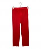 PLEATS PLEASEプリーツプリーズ）の古着「MONTHLY COLORS プリーツパンツ　マンスリーカラーズ　PP53JF153」｜レッド