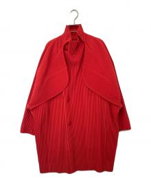 HOMME PLISSE ISSEY MIYAKE（オム プリッセ イッセイ ミヤケ）の古着「COVER AND FOLDプリーツコート　カバーアンドフォールド　HP61JA200」｜TOMATO RED