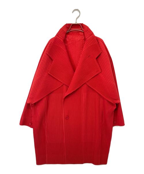 HOMME PLISSE ISSEY MIYAKE（オム プリッセ イッセイ ミヤケ）HOMME PLISSE ISSEY MIYAKE (オム プリッセ イッセイ ミヤケ) COVER AND FOLDプリーツコート　カバーアンドフォールド　HP61JA200 TOMATO RED サイズ:1の古着・服飾アイテム