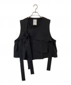 Ujoh×STUDIOUSウジョー×ステュディオス）の古着「別注 Pocket W Belted Vest　ポケットダブルベルテッドベスト」｜ブラック