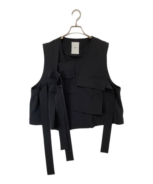 Ujoh（ウジョー）Ujoh (ウジョー) STUDIOUS (ステュディオス) 別注 Pocket W Belted Vest　ポケットダブルベルテッドベスト ブラック サイズ:2の古着・服飾アイテム