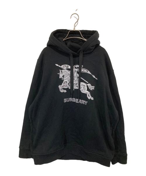 BURBERRY（バーバリー）BURBERRY (バーバリー) エンブロイダリーEKD コットンフーディー ブラック サイズ:XLの古着・服飾アイテム