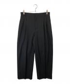 H BEAUTY&YOUTHエイチ ビューティー&ユース）の古着「ウールトロピカル 2プリーツワイドパンツ　1214-177-9413」｜グレー