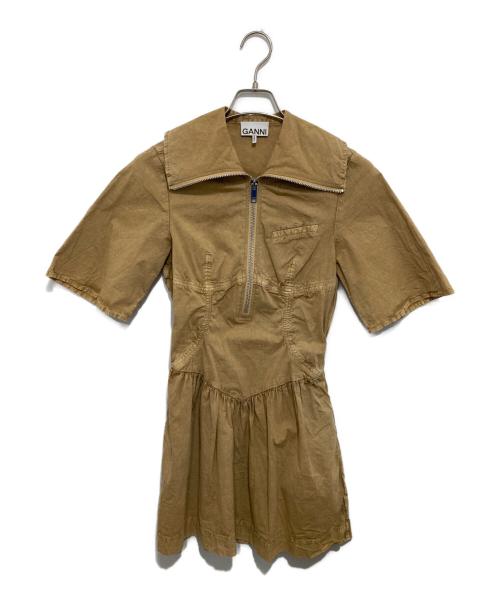 GANNI（ガニー）GANNI (ガニー) washed stretch-cotton mini dress ウォッシュドストレッチコットンミニドレス	6977 ベージュ サイズ:32の古着・服飾アイテム