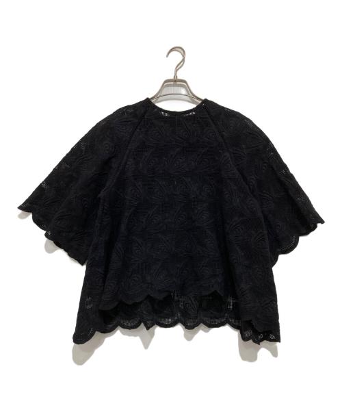 DRAWER（ドゥロワー）DRAWER (ドゥロワー) ハーフジップレースブラウス ブラック サイズ:38の古着・服飾アイテム
