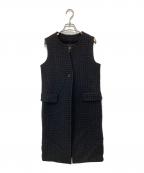 DRAWERドゥロワー）の古着「ハウンドトゥース ウール ロング ジレ 6522-234-0553」｜ブラック