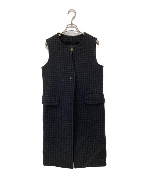 DRAWER（ドゥロワー）DRAWER (ドゥロワー) ハウンドトゥース ウール ロング ジレ 6522-234-0553 ブラック サイズ:36の古着・服飾アイテム
