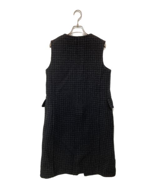 DRAWER（ドゥロワー）DRAWER (ドゥロワー) ハウンドトゥース ウール ロング ジレ 6522-234-0553 ブラック サイズ:36の古着・服飾アイテム