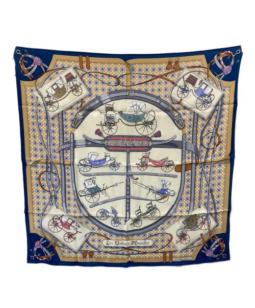 HERMES（エルメス）HERMES (エルメス) CARRE 70 Les Voitures Nouvelle / カレ70 馬車の変遷　シルク100% ネイビーの古着・服飾アイテム