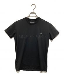 1piu1uguale3×MIKURU ASAKURA（ウノピュウノウグァーレトレ×ミクル アサクラ）の古着「HYBRID CREW MIRROR LOGO TEE SHIRT MA004 ロゴプリントＴシャツ MIKURU ASAKURA」｜ブラック