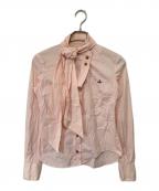 Vivienne Westwood RED LABELヴィヴィアンウエストウッドレッドレーベル）の古着「ボウタイオーブ刺繍シャツ　356-01-88029」｜ピンク