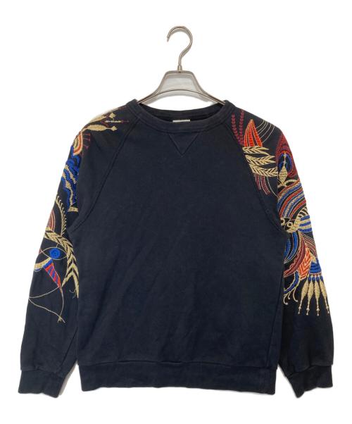 DRIES VAN NOTEN（ドリスヴァンノッテン）DRIES VAN NOTEN (ドリスヴァンノッテン) アール・ブリュット　刺繍 ラグランスリーブスウェット ブラック サイズ:XSの古着・服飾アイテム