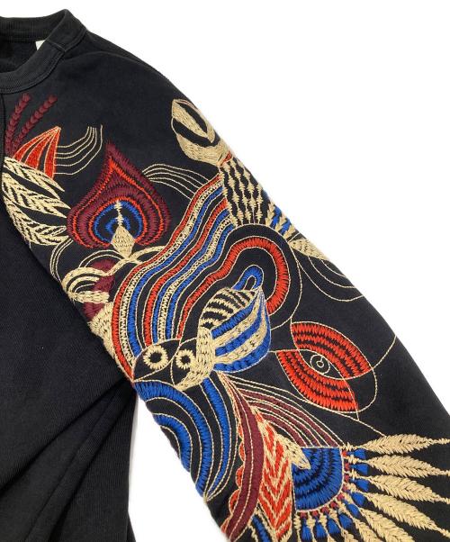 DRIES VAN NOTEN（ドリスヴァンノッテン）DRIES VAN NOTEN (ドリスヴァンノッテン) アール・ブリュット　刺繍 ラグランスリーブスウェット ブラック サイズ:XSの古着・服飾アイテム